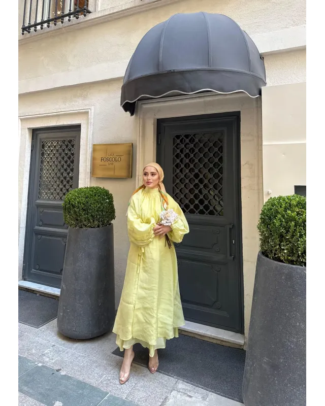 Elegant Eid Statement Skirt Set – Yellow