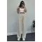 High Waist Palazzo Pants-Beige
