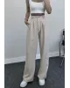 High Waist Palazzo Pants-Beige