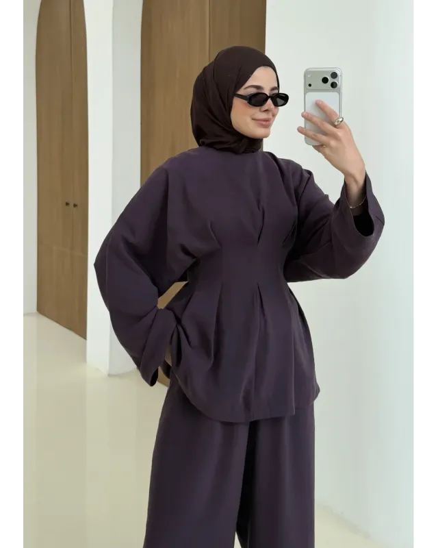 Premium Pleated Set –Dark Berry