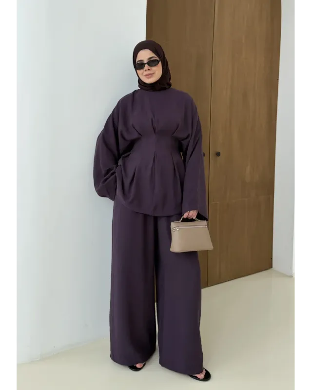 Premium Pleated Set –Dark Berry