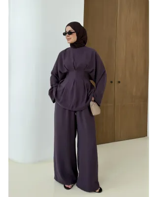 Premium Pleated Set –Dark Berry