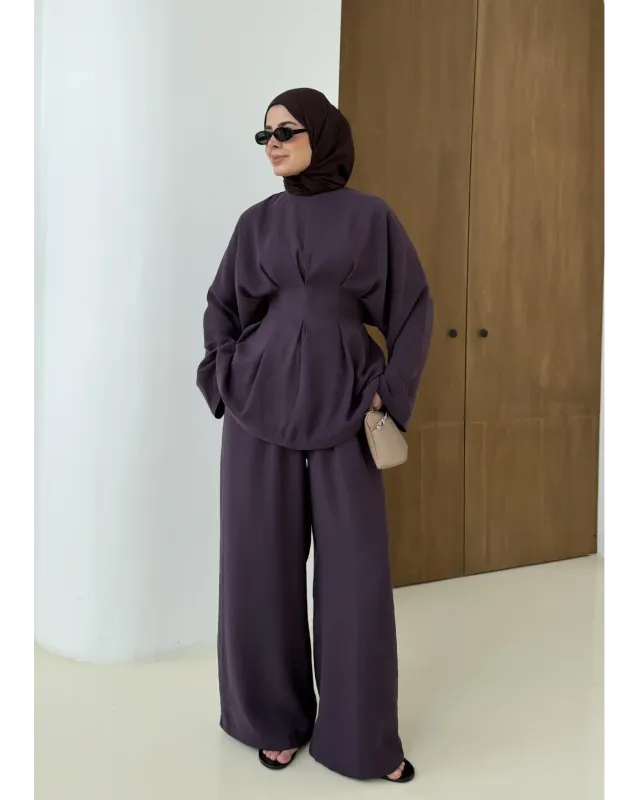 Premium Pleated Set –Dark Berry