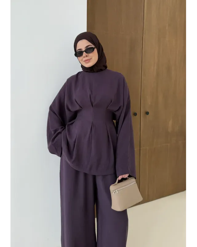 Premium Pleated Set –Dark Berry