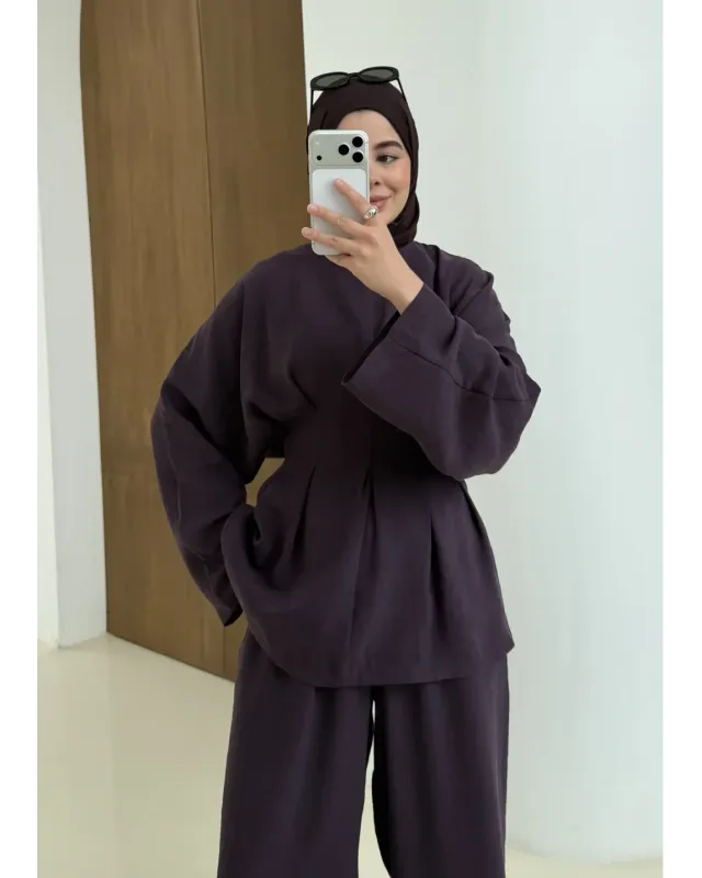 Premium Pleated Set –Dark Berry