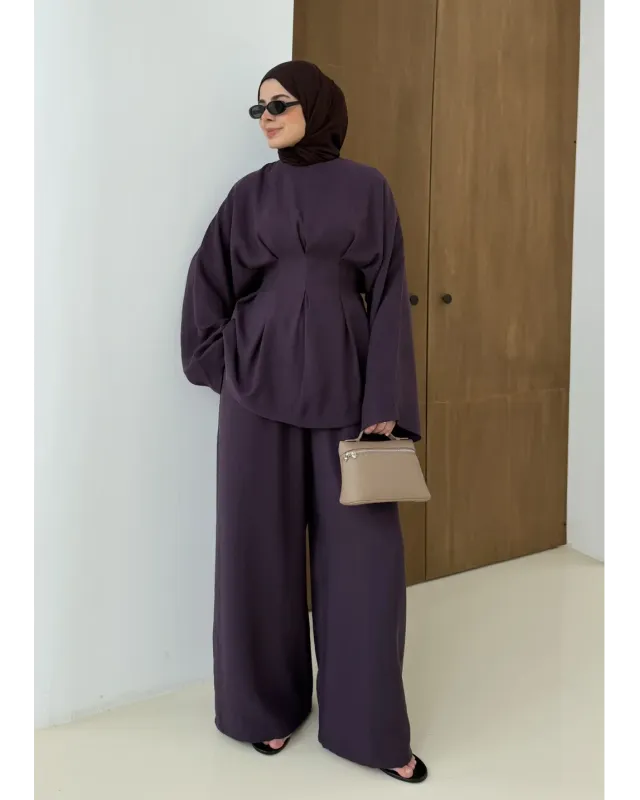 Premium Pleated Set –Dark Berry