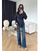 Pleated Waist Shirt – Navy Blue Pleated Waist Shirt – Navy Blue