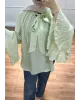 Light Mint Green Shirt with Ruffled Sleeves