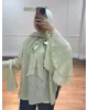 Light Mint Green Shirt with Ruffled Sleeves