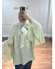 Light Mint Green Shirt with Ruffled Sleeves