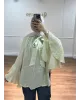 Light Mint Green Shirt with Ruffled Sleeves
