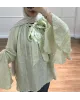 Light Mint Green Shirt with Ruffled Sleeves