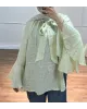 Light Mint Green Shirt with Ruffled Sleeves