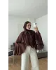 Brown Shirt with Ruffled Sleeves Brown Shirt with Ruffled Sleeves