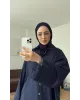 قميص اوفر سايز باكمام وقبة دانتيل - كحلي قميص اوفر سايز باكمام وقبة دانتيل - كحلي