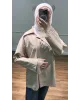 قميص سادة بأكمام مزينة بالدانتيل - بيج قميص سادة بأكمام مزينة بالدانتيل - بيج