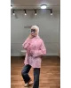 قميص سادة بأكمام مزينة بالدانتيل - وردي قميص سادة بأكمام مزينة بالدانتيل - وردي