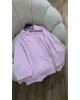 قميص سادة بأكمام مزينة بالدانتيل - وردي قميص سادة بأكمام مزينة بالدانتيل - وردي