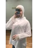 قميص سادة بأكمام مزينة بالدانتيل - ابيض قميص سادة بأكمام مزينة بالدانتيل - ابيض