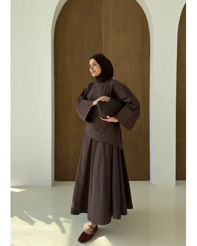 Brown Chic Asymmetric Top Set