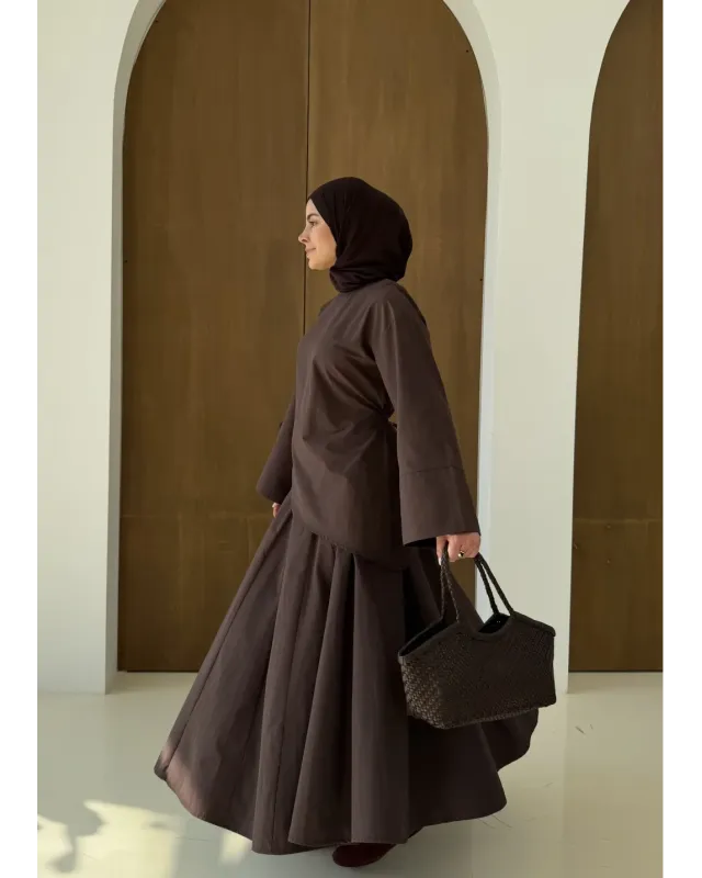 Brown Chic Asymmetric Top Set