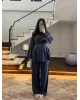 Petrol Blue Belted Pleated Set Petrol Blue Belted Pleated Set
