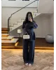 Petrol Blue Belted Pleated Set Petrol Blue Belted Pleated Set