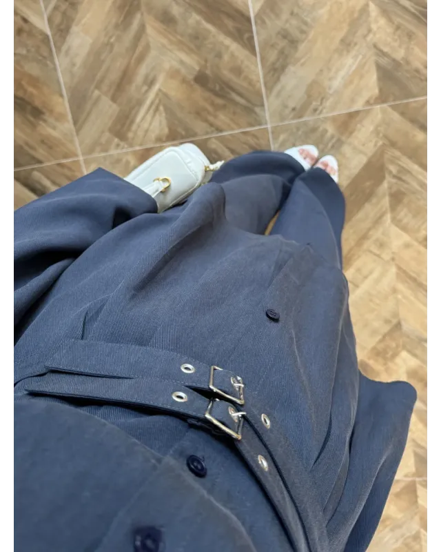 Petrol Blue Belted Pleated Set Petrol Blue Belted Pleated Set