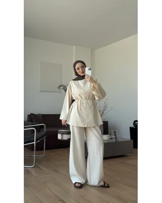 Natural Color Linen Two-Piece Set