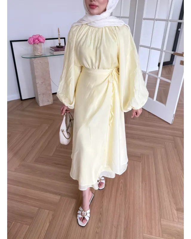 Puff Sleeve Skirt Set– Yellow