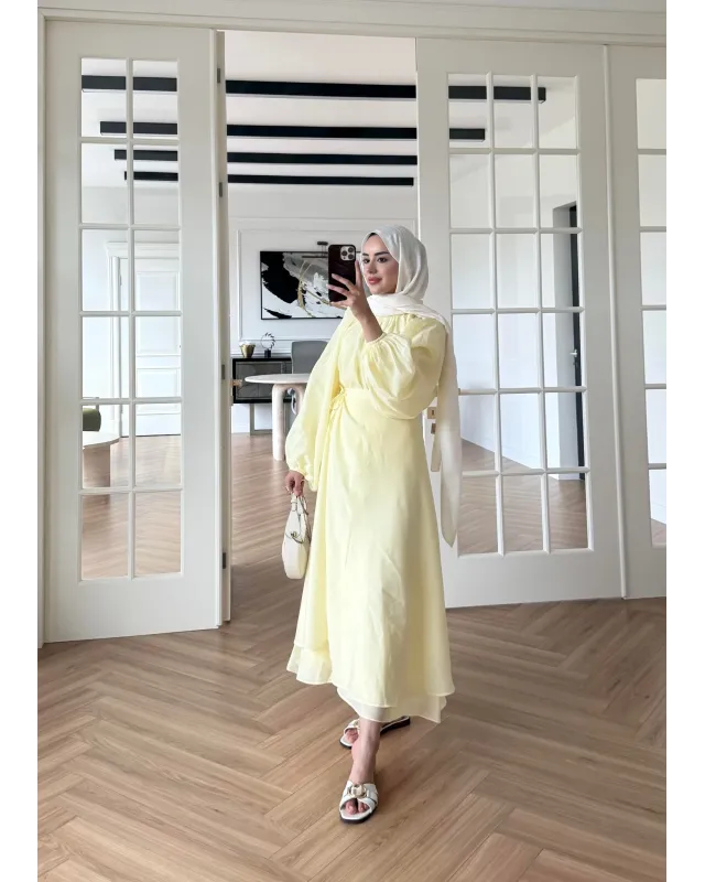 Puff Sleeve Skirt Set– Yellow