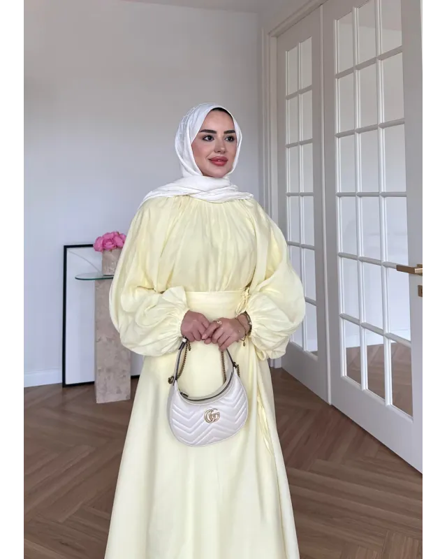 Puff Sleeve Skirt Set– Yellow