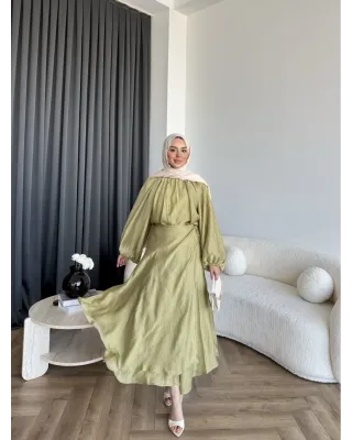 Puff Sleeve Skirt Set– Green Puff Sleeve Skirt Set– Green