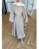 Puff Sleeve Skirt Set– Beige