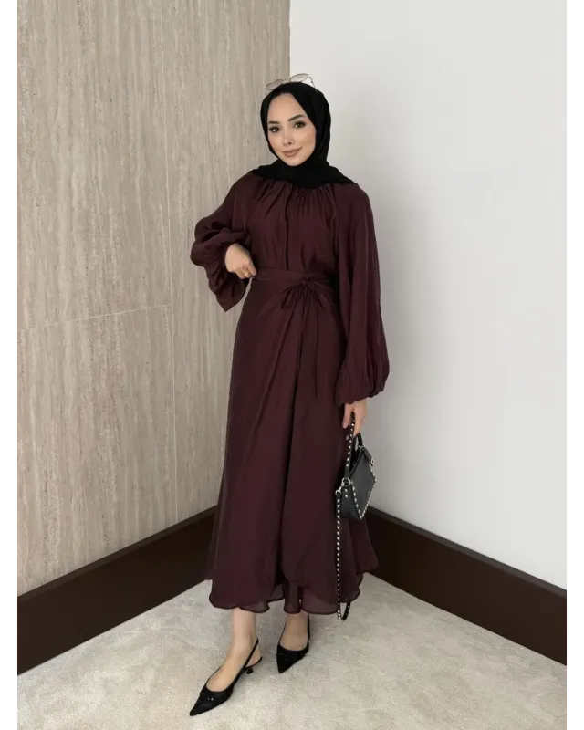 Puff Sleeve Skirt Set– Burgundy Puff Sleeve Skirt Set– Burgundy