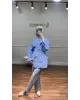 Blue Pleated Shirt Blue Pleated Shirt