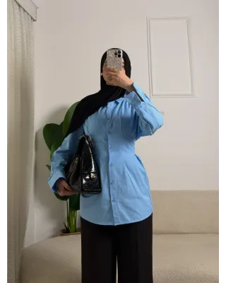 Blue Pleated Shirt