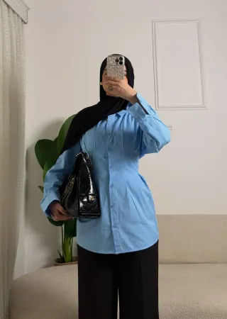 Blue Pleated Shirt