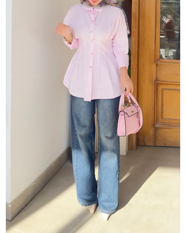 Pink Pleated Shirt