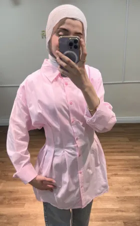 Pink Pleated Shirt Pink Pleated Shirt