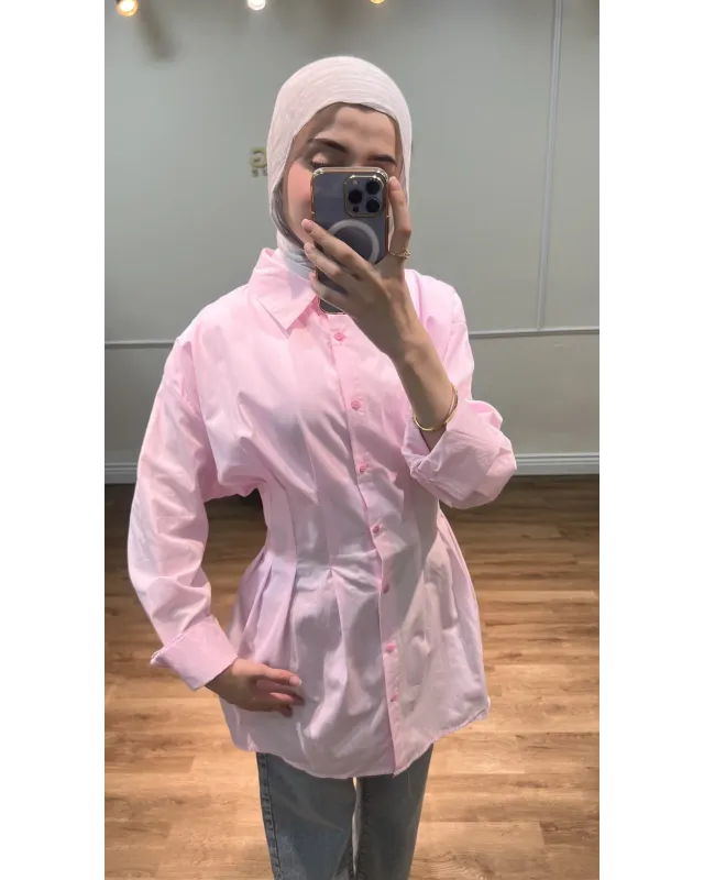 Pink Pleated Shirt Pink Pleated Shirt