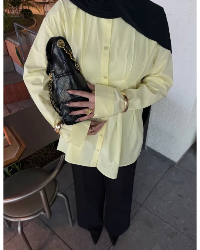 Yellow Pleated Shirt