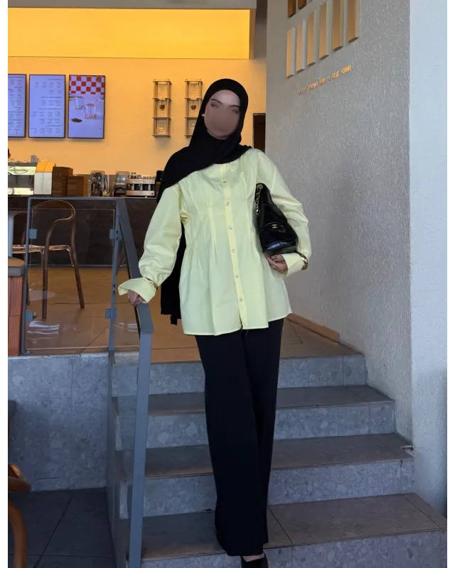 Yellow Pleated Shirt