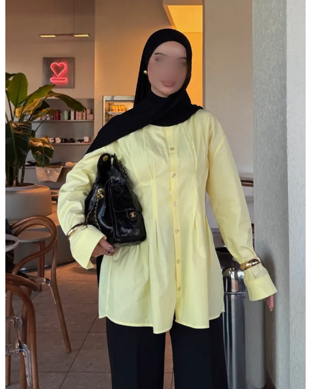 Yellow Pleated Shirt