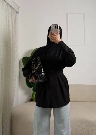 Black Pleated Shirt