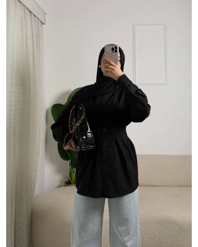 Black Pleated Shirt