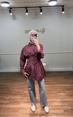 Burgundy Pleated Shirt Burgundy Pleated Shirt