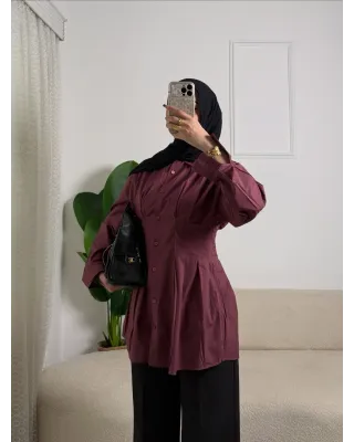 Burgundy Pleated Shirt