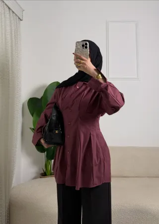 Burgundy Pleated Shirt