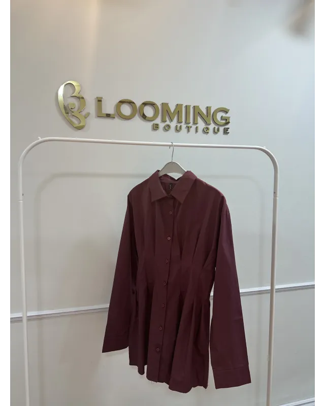 Burgundy Pleated Shirt